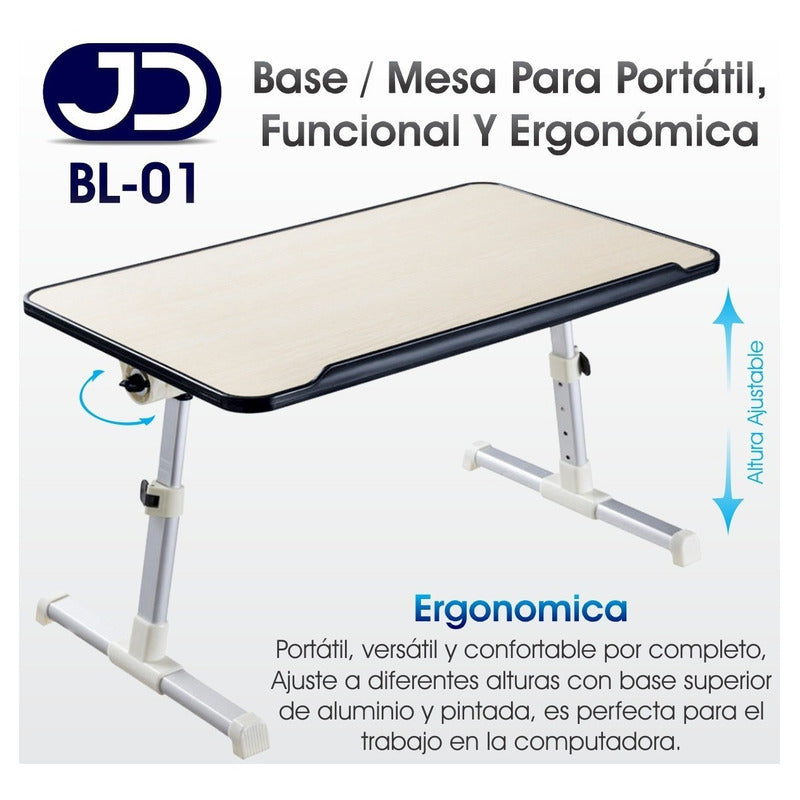 Base / Mesa Para Portátil Jd Bl-01, Funcional Y Ergonómica Beige