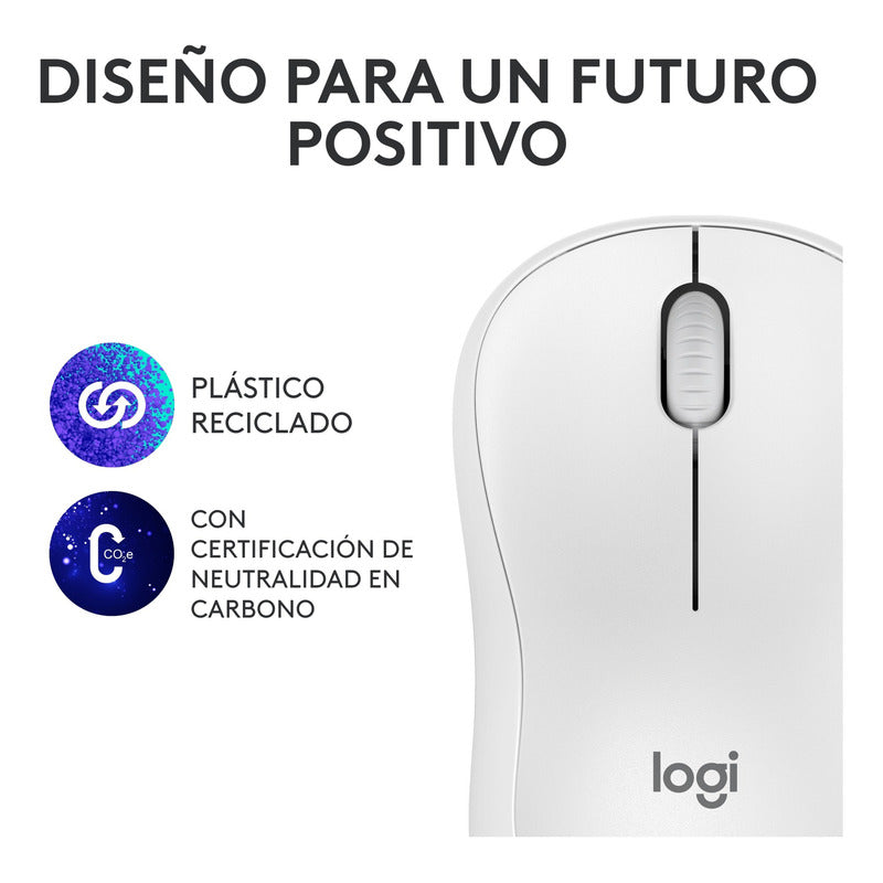 Mouse Bluetooth Logitech M240 Silent Un 90% Silencioso, Wht