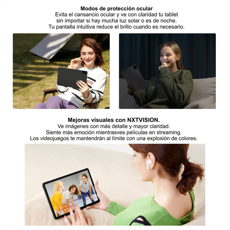 Tablet TCL Tab 11 4G LTE + Flip Case + T-Pen, Pantalla 11” 2K NXTVISION 128GB/4GB 8MP 8000mAh - Gris