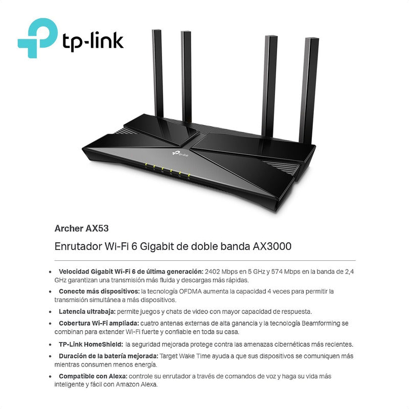 Router Tp Link Archer Ax53 Wi-fi 6 Gigabit Dual Band Ax3000