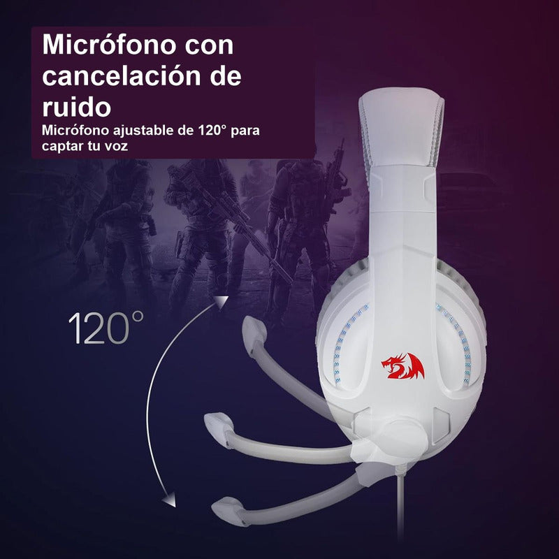 Diadema Gamer Redragon H211w-rgb Cronus White Micrófono Plug 3.5mm