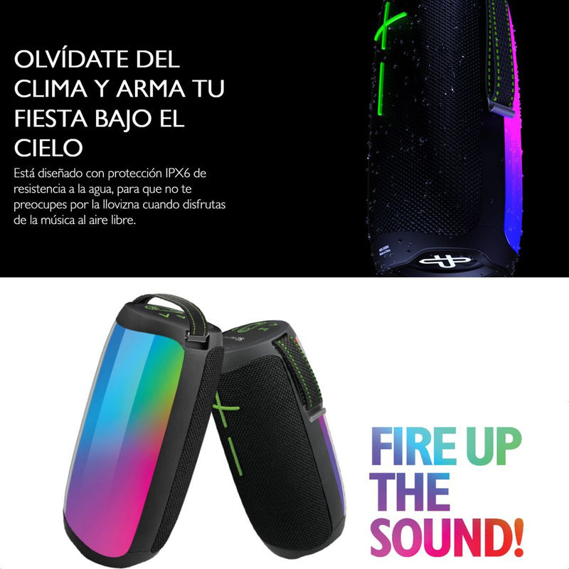 Parlante Bluetooth Portátil Klip Xtreme ZoundFire Pro con Luces LED Dinámicas y Protección IPX6