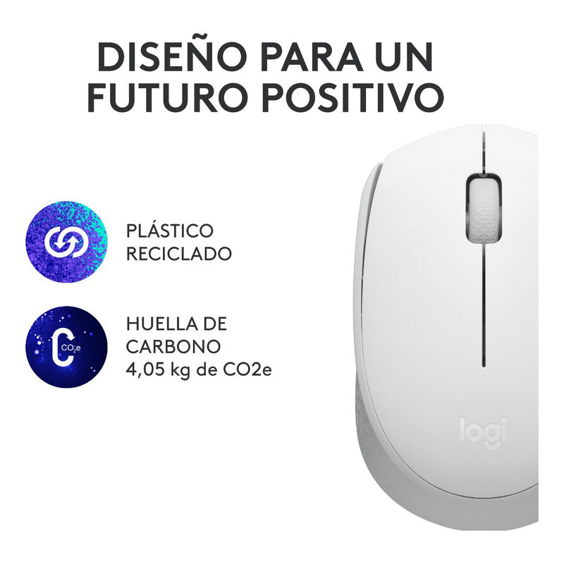 Logitech M170, Mouse Inalámbrico Cómodo Y Portátil, Blanco