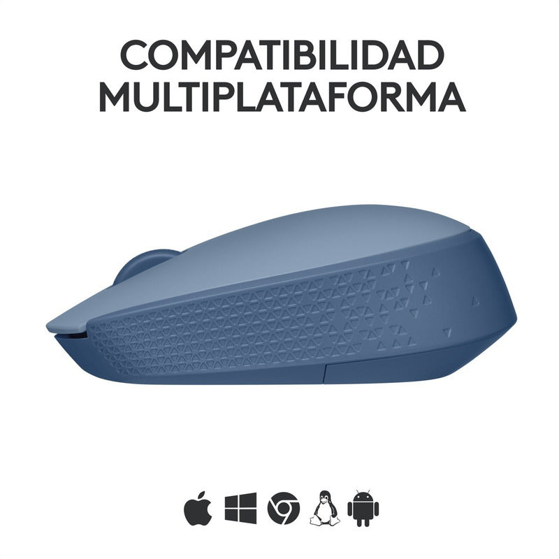 Mouse Inalámbrico Logitech M170 Receptor USB 2.4GHz Batería 12 Meses Diseño Portátil Ambidiestro - Gris Azulado
