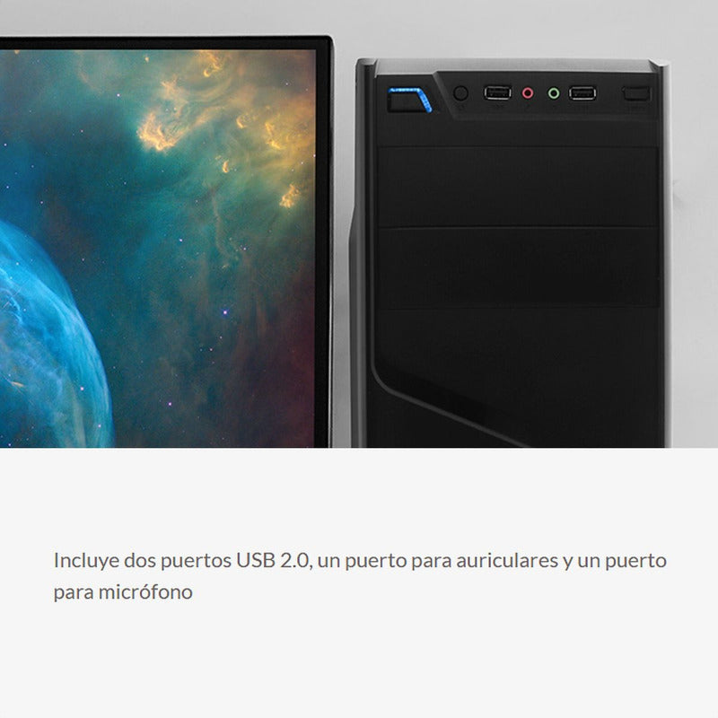Gabinete Pc Chasis Atx + Fuente De Poder 600w, Xtech Xtq-200 Negro