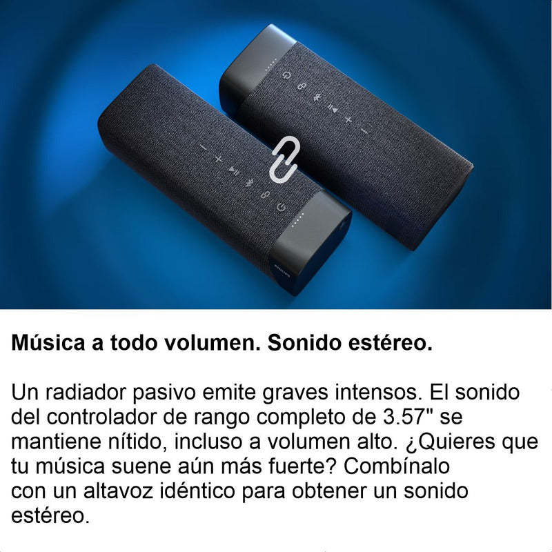 Altavoz Bluetooth Inalámbrico Philips TAS7505/00 Impermeable IPX7 con 30W RMS + Power Bank