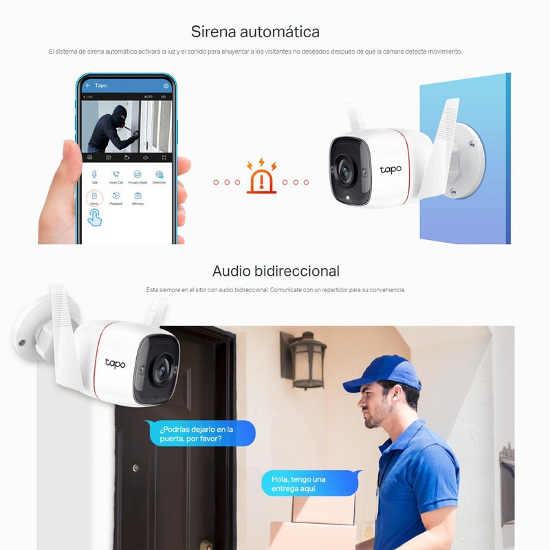 Cámara Ip Wifi Exterior Tp-link Tapo C310, Alarma 3mp Audio, Blanco