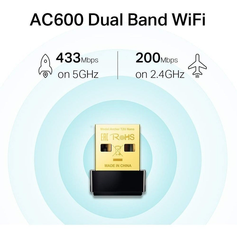 Adaptador Usb Wifi Banda Dual Ac600, Tp-link Archer T2u Nano