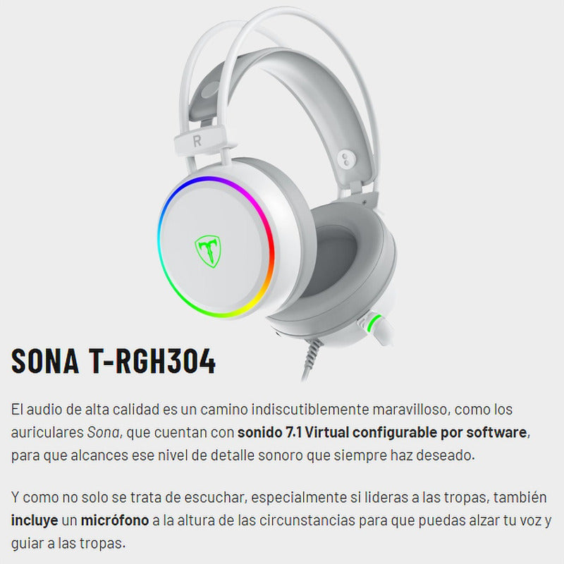Diadema Gamer Usb T-dagger T-rgh304w Sona, Rgb / 7.1 Virtual