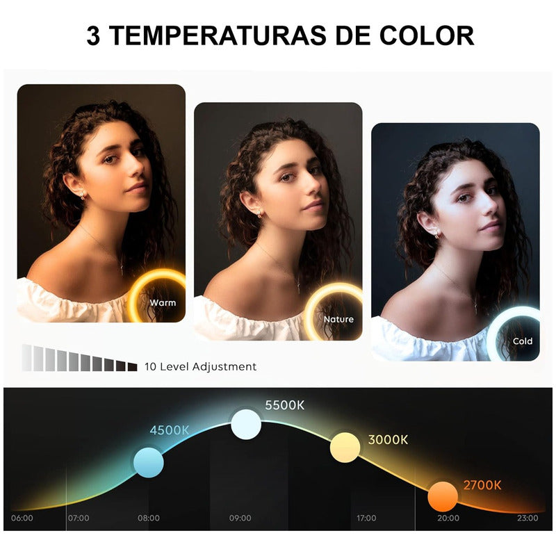 Aro De Luz Rgb Led 53 Cm + Trípode 2 Mt + Control Bluetooth