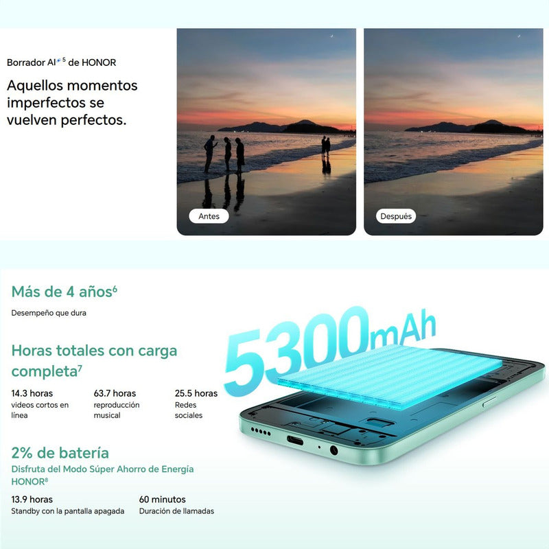 Celular Honor X6c Dual Sim 256gb/8gb 6.61'' Ip64 50mp, Negro