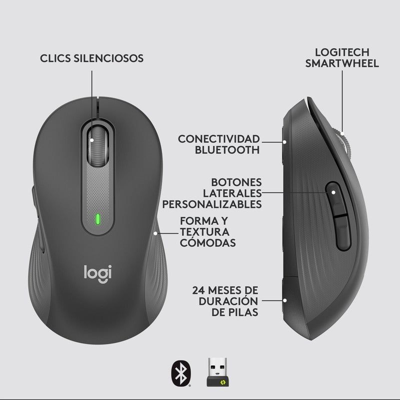 Mouse Inalámbrico / Bluetooth Logitech Signature M650, Blk