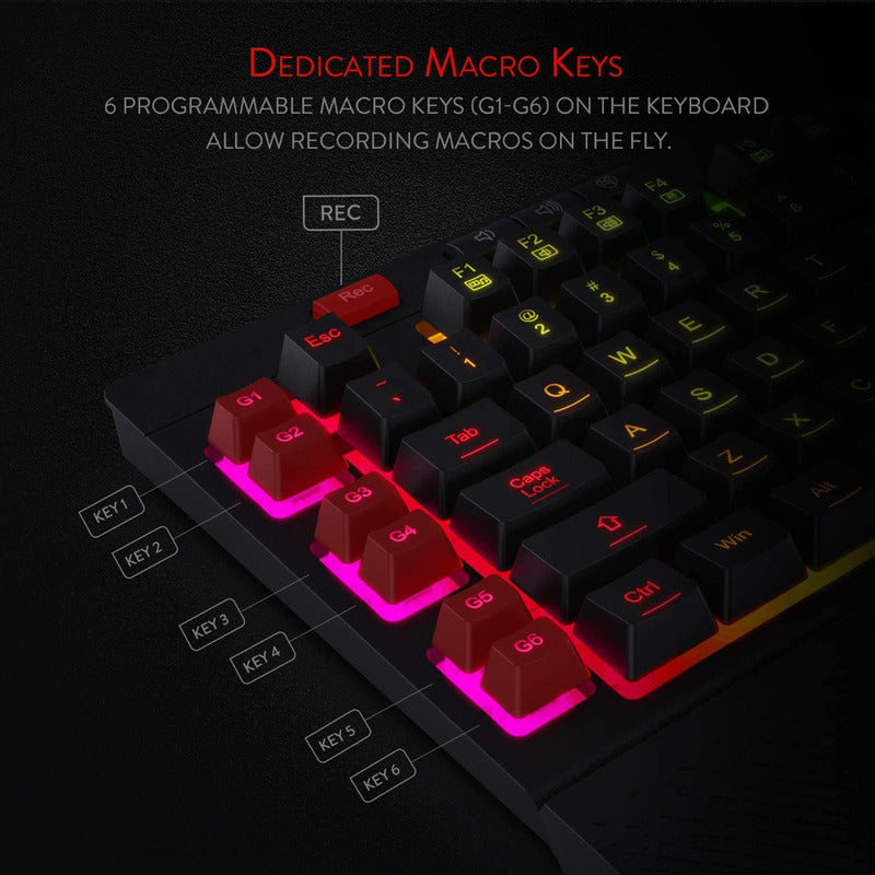 Teclado Gamer Redragon SHIVA K512RGB Iluminación RGB Full Size con Macros y Reposamuñecas
