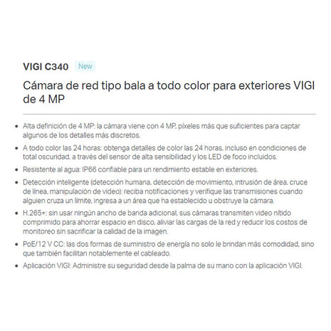Cámara Wifi Exterior Bullet 4mp, Tp-link Vigi C340-w + 64gb