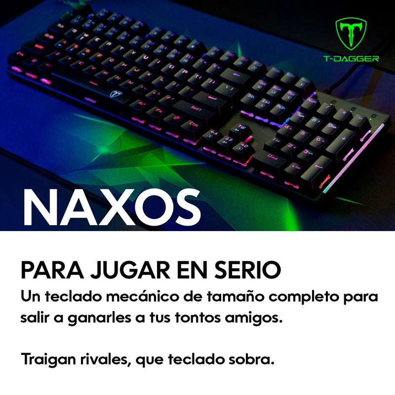 Teclado Gamer Mecánico T-Dagger Naxos T-TGK310 Rainbow Switch Red / Negro