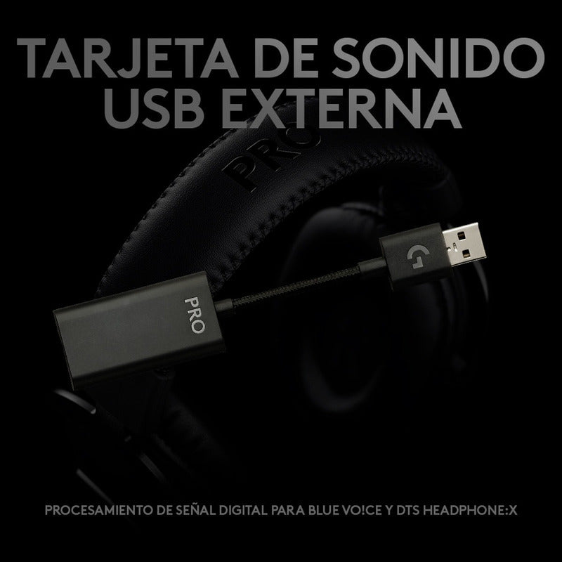 Diadema Gamer Profesional 7.1 Logitech G Pro X / Pc Ps5 Xbox Negro