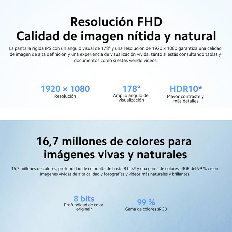 Monitor de 27'' Xiaomi A27i con Pantalla IPS 178°, Full HD 1080p (1920x1080), 100Hz