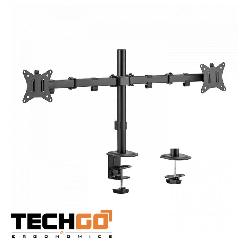 Soporte Doble Escritorio Para Monitor 17~32, Techgo Spm-1104 Negro