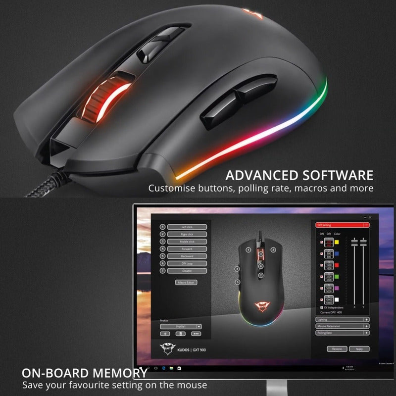 Mouse Gamer Profesional Trust Gxt 900 Qudos / Rgb / 15000dpi