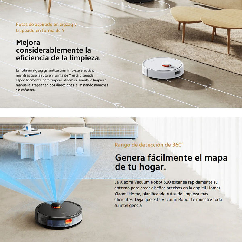 Xiaomi Aspiradora Robot Vacuum S20, 5000pa, Navegación Laser, Color Blanco