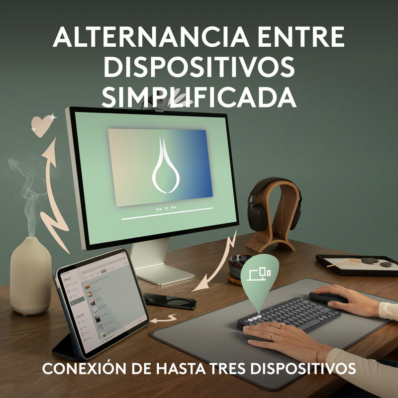 Combo Logitech Bluetooth: Teclado K380s + Mouse M350s, Rosa