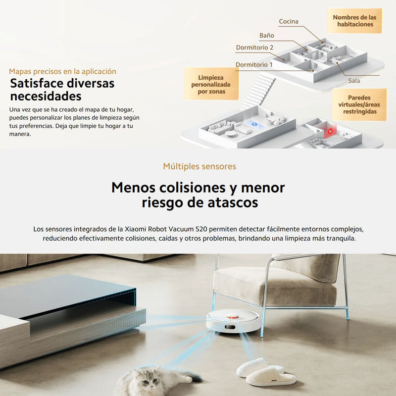Xiaomi Aspiradora Robot Vacuum S20, 5000pa, Navegación Laser, Color Blanco