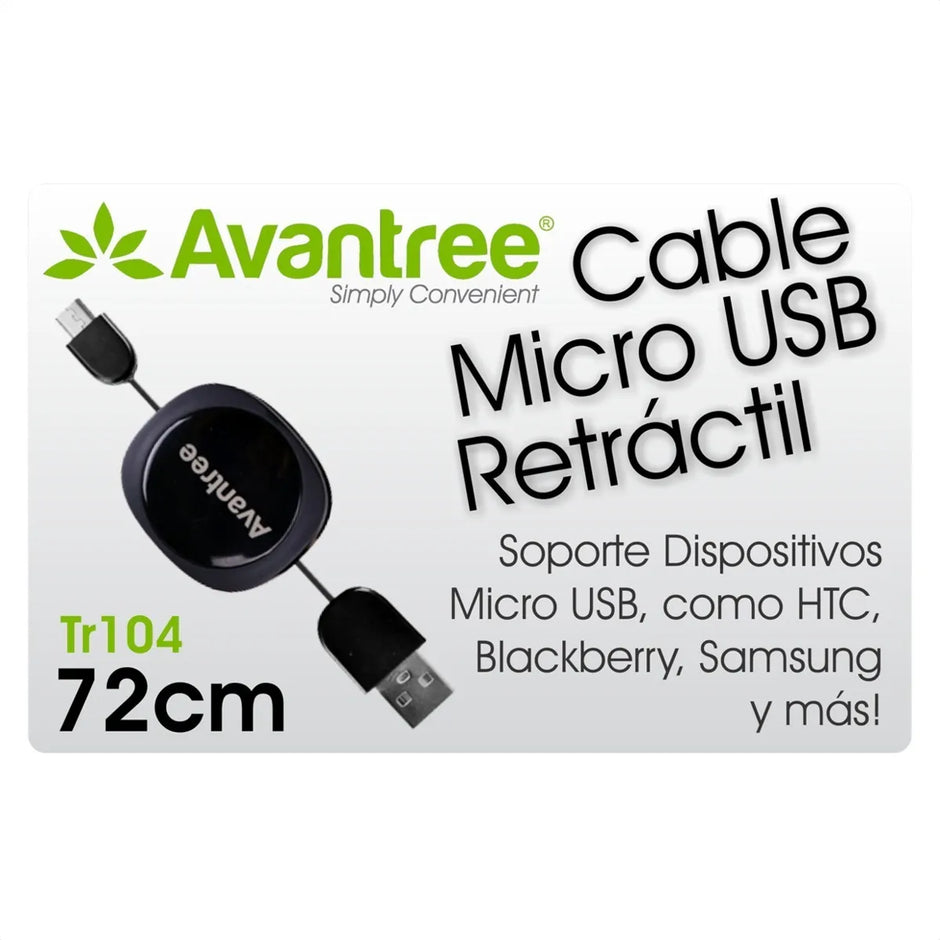 Cable Retráctil Usb Micro Usb Samsung LG Htc, Avantree Tr104