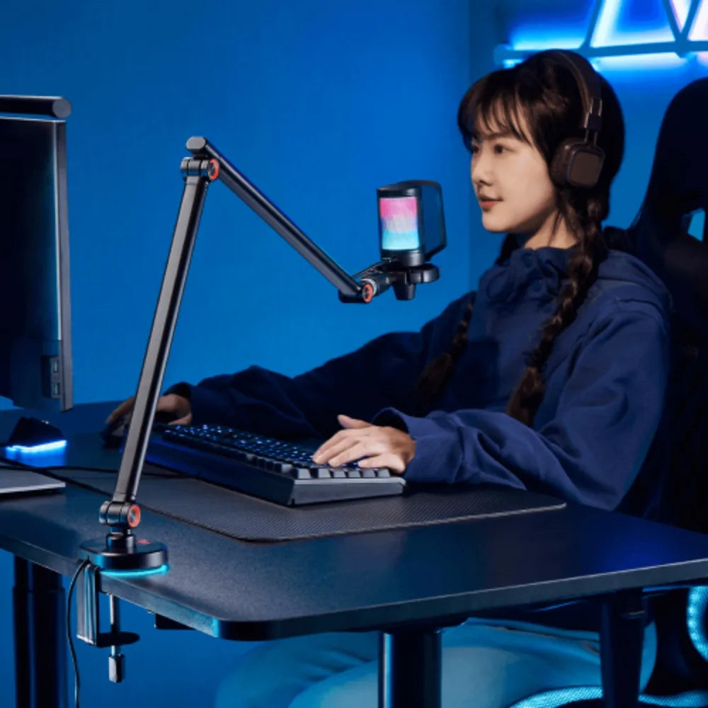 Soporte/Brazo Universal Slim Articulado para Micrófono TechGo SPMC-02 con Iluminación RGB