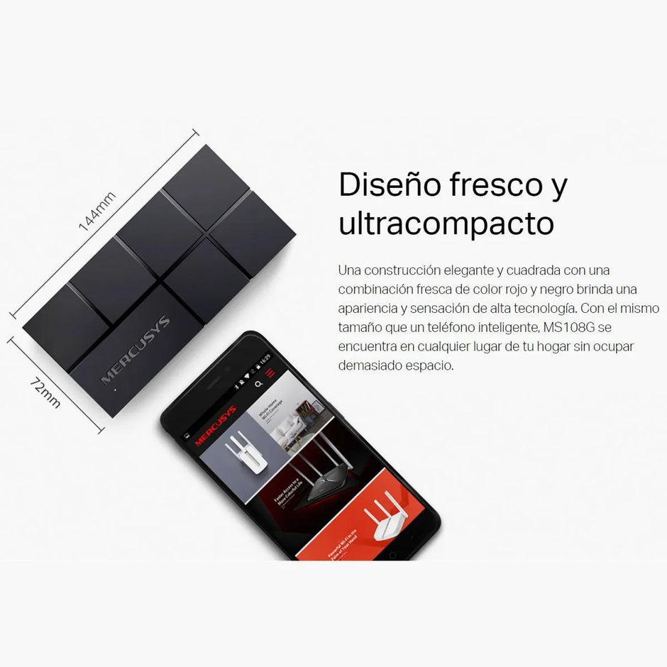 Switch De Escritorio 8 Puertos Gigabit, Mercusys Ms108G