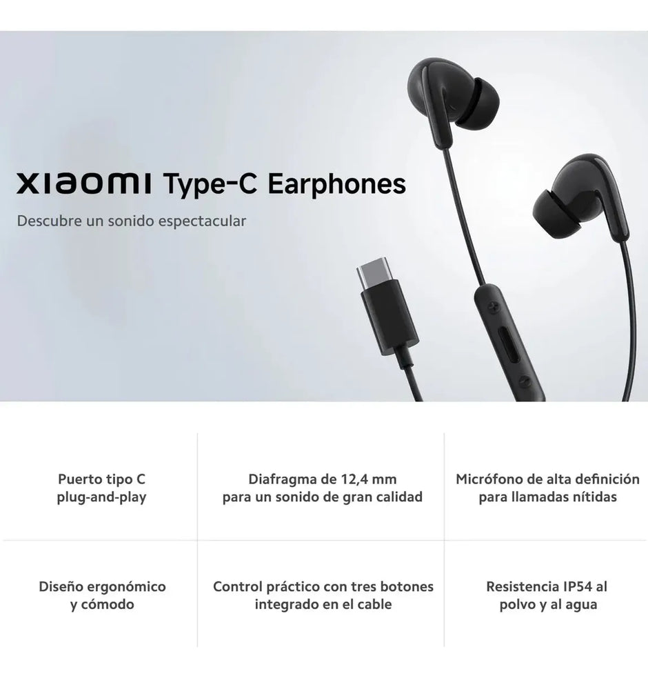 Xiaomi Audífonos Conexión Tipo C / Control Integrado - Negro