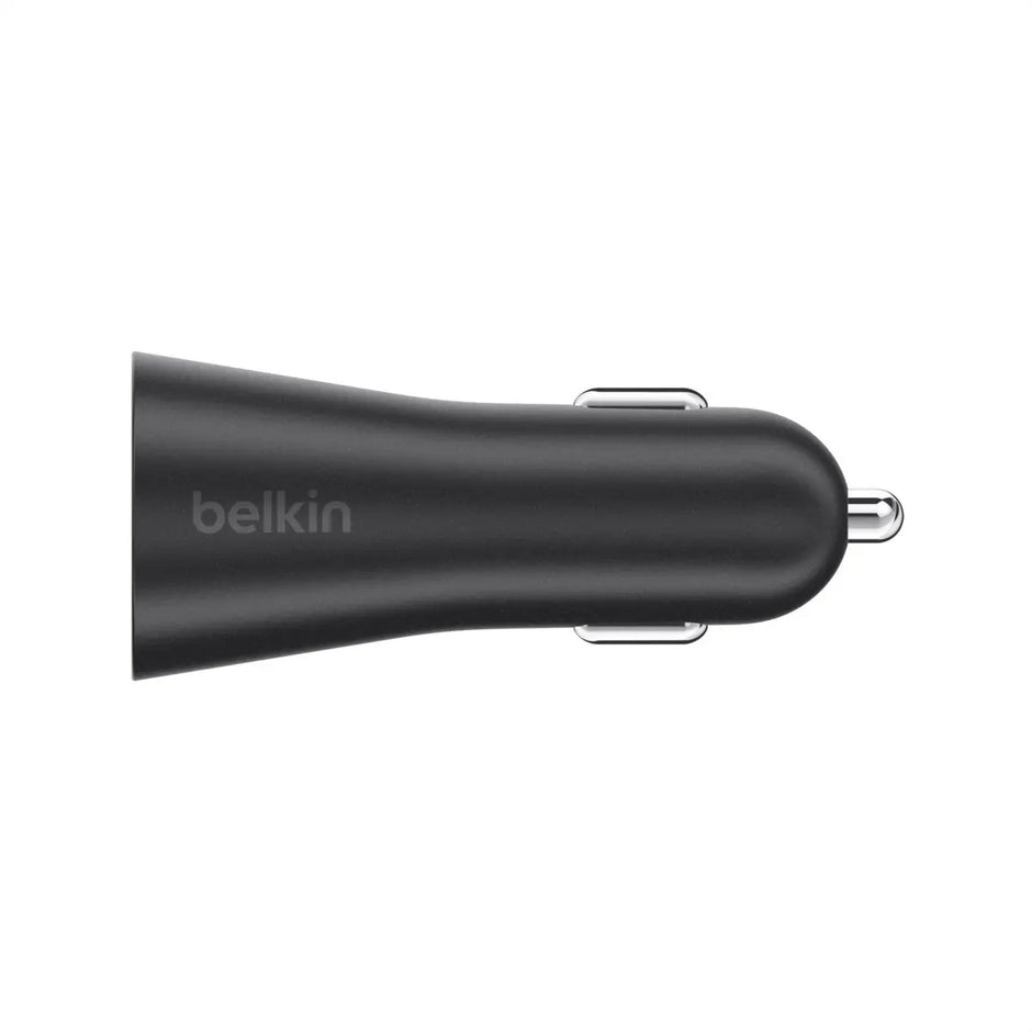 Cargador para Carro Belkin F8J221BT04-BLK 24W con 2 Puertos USB-A y Cable Lightning Negro