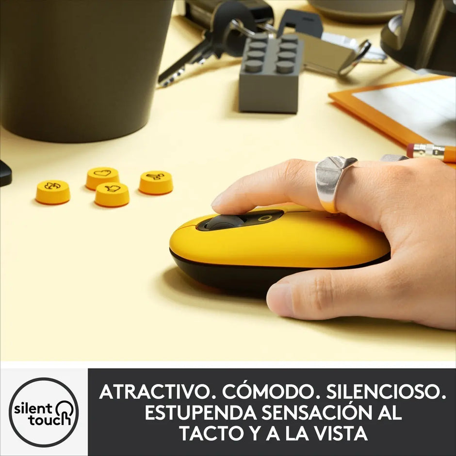 Mouse Bluetooth Logitech POP con Botón Emojis SilentTouch Multidispositivo - Blast