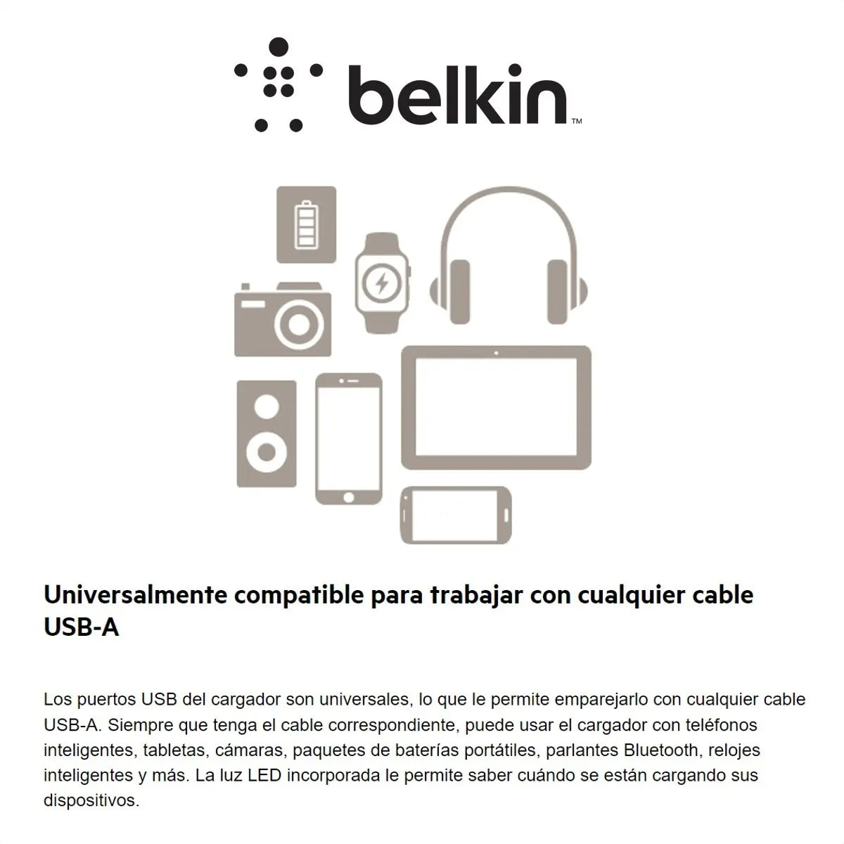 Cargador para Carro Belkin F8J221BT04-BLK 24W con 2 Puertos USB-A y Cable Lightning Negro