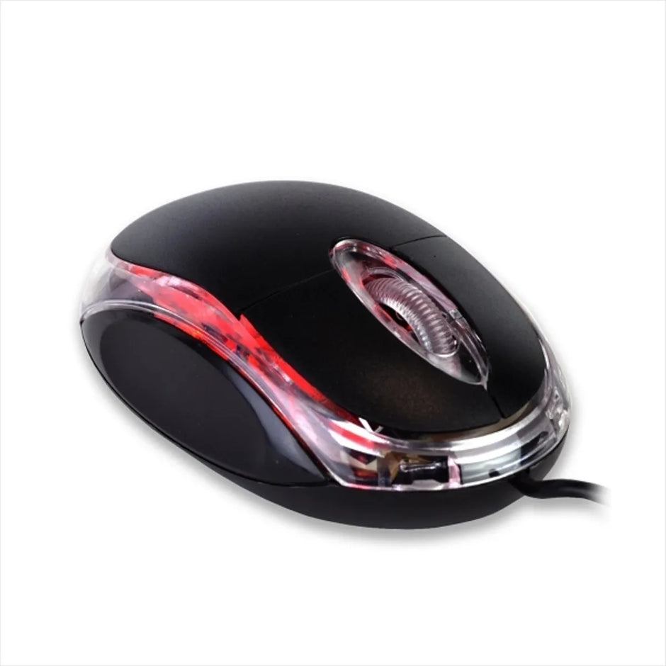 Mouse Óptico Usb Con Luz Led Roja