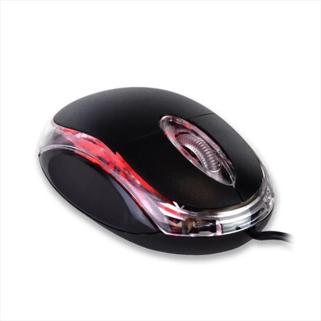 Mouse Óptico Usb Con Luz Led Roja