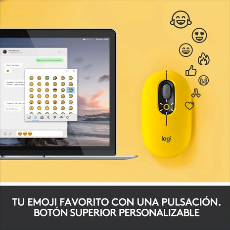 Mouse Bluetooth Logitech POP con Botón Emojis SilentTouch Multidispositivo - Blast