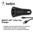 Cargador para Carro Belkin F8J221BT04-BLK 24W con 2 Puertos USB-A y Cable Lightning Negro