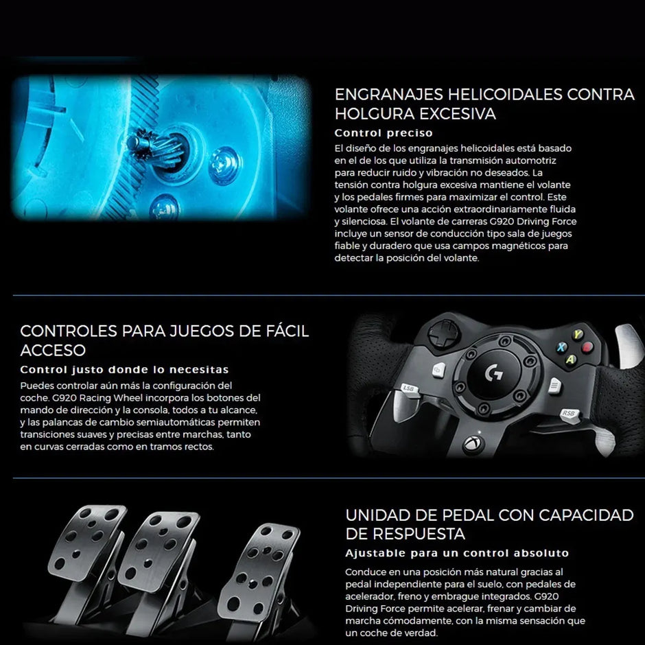 Racing Combo Timón Logitech G920 Xbox + Palanca + Soporte 5