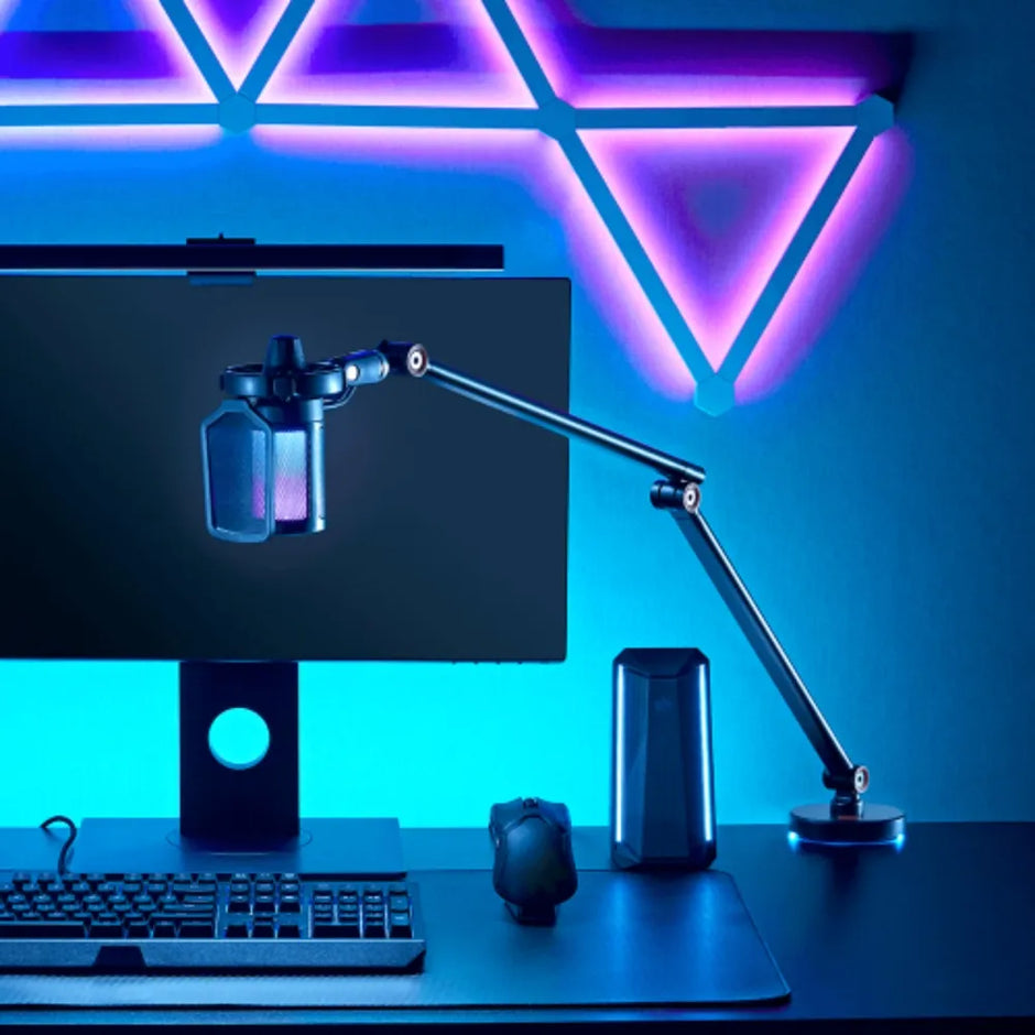 Soporte/Brazo Universal Slim Articulado para Micrófono TechGo SPMC-02 con Iluminación RGB