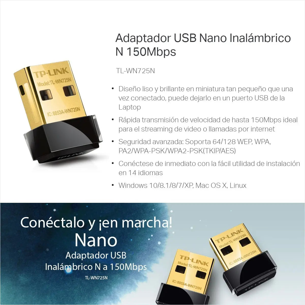 Tarjeta De Red TP-Link Micro USB WiFi N 150mbps TL-WN725N
