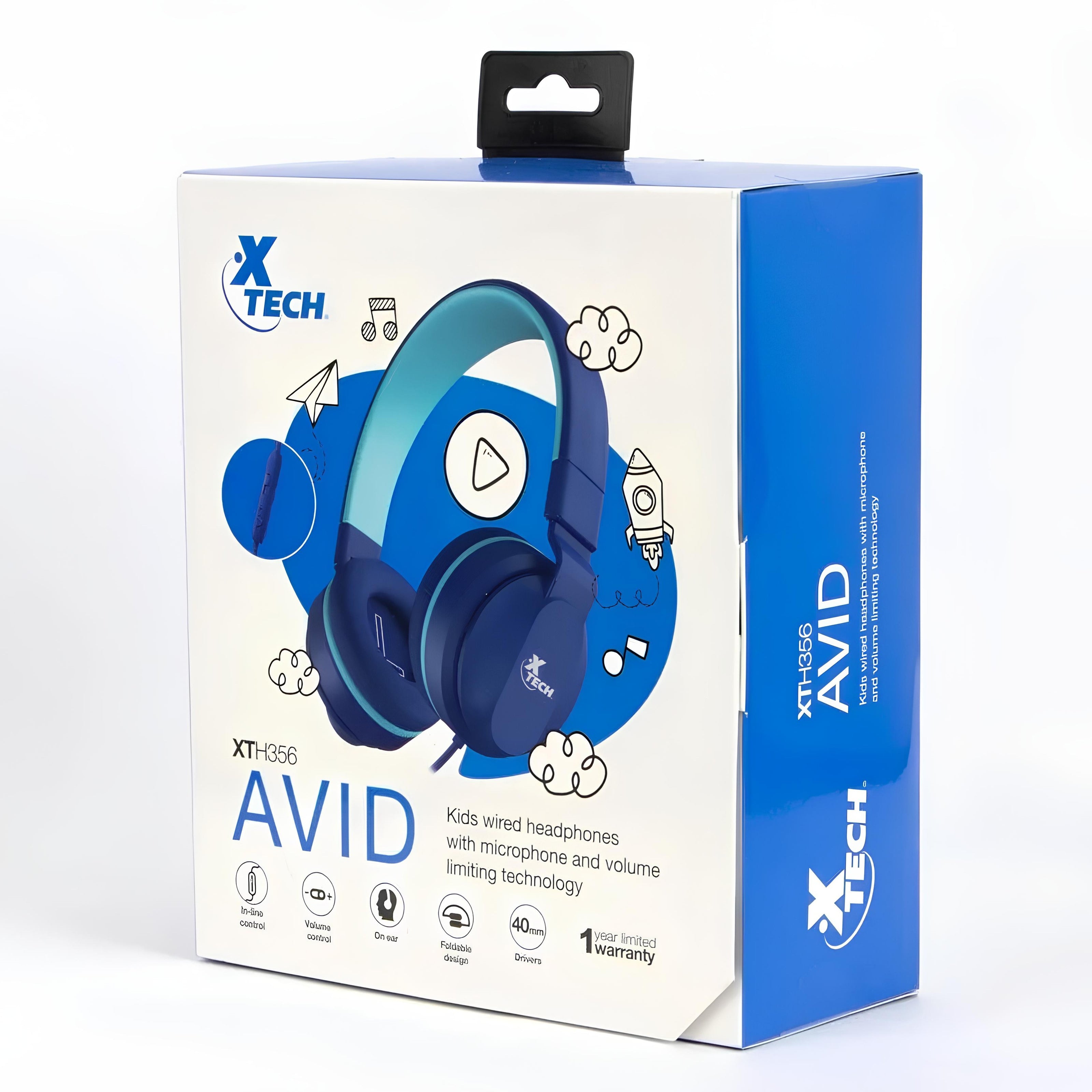 Audífonos Diadema Xtech XTH-356 AVID Estéreo para Niños con Micrófono y Limitación de Volumen - Azul