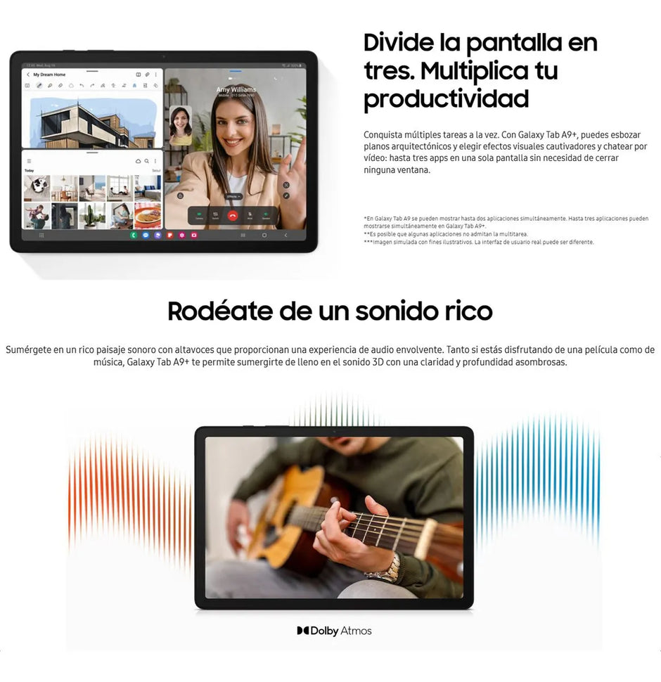 Tablet Samsung Galaxy Tab A9+ Wi-Fi, Pantalla 11.0