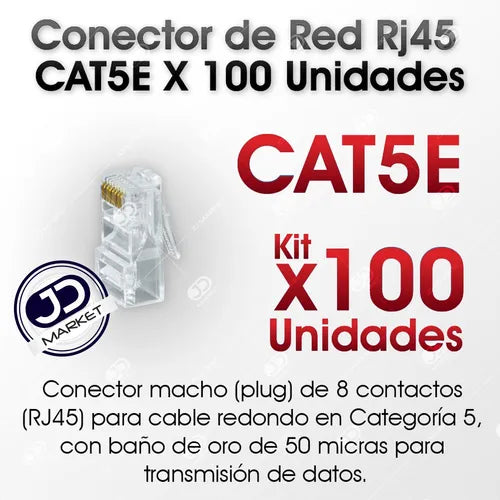 Conector De Red Terminal Rj45 Cat 5e / Bolsa X 100 Unidades