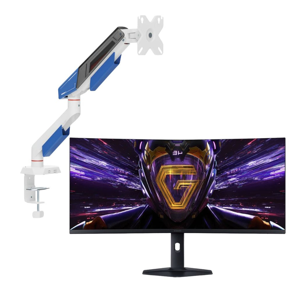 Combo Monitor Gamer Curvo Xiaomi G34WQi 34 Pulgadas WQHD 180 Hz 1 ms + Brazo TECHGO SPMG-1101 Blanco/Azul