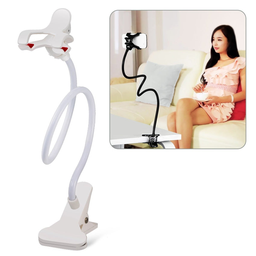 Soporte Holder Flexible De 60cm / Clip Para Celulares, Blanco