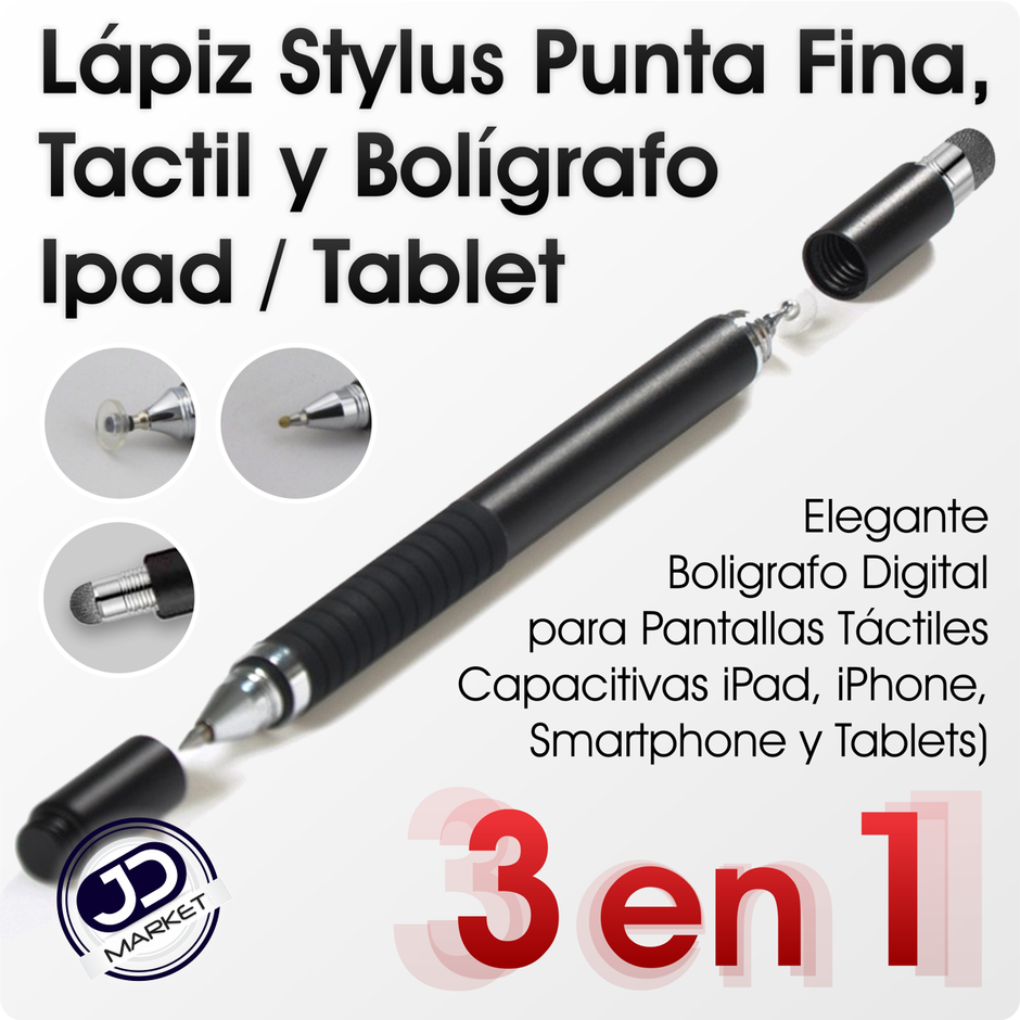 Lápiz Stylus Punta Fina, Táctil Y Bolígrafo 3en1 iPad/tablet
