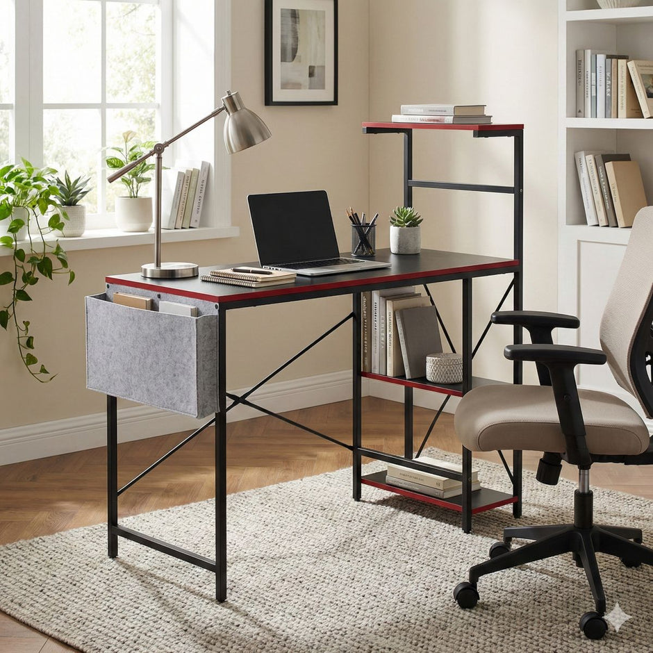 Escritorio Gamer TechGo MPCG-15 Compacto Superficie Texturizada 110cm*50cm Estantería Bolsa Organizadora