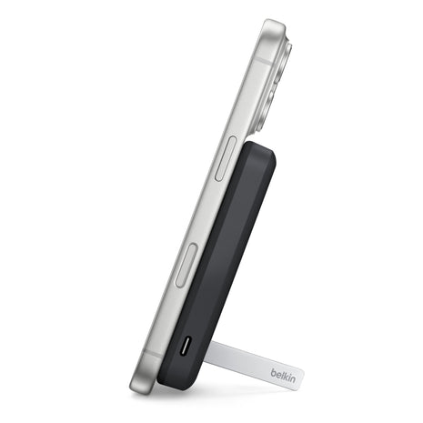Batería Portátil Power Bank Belkin BoostCharge Pro 5000mAh MagSafe Qi2 Carga Rápida 15W y Stand - Negro
