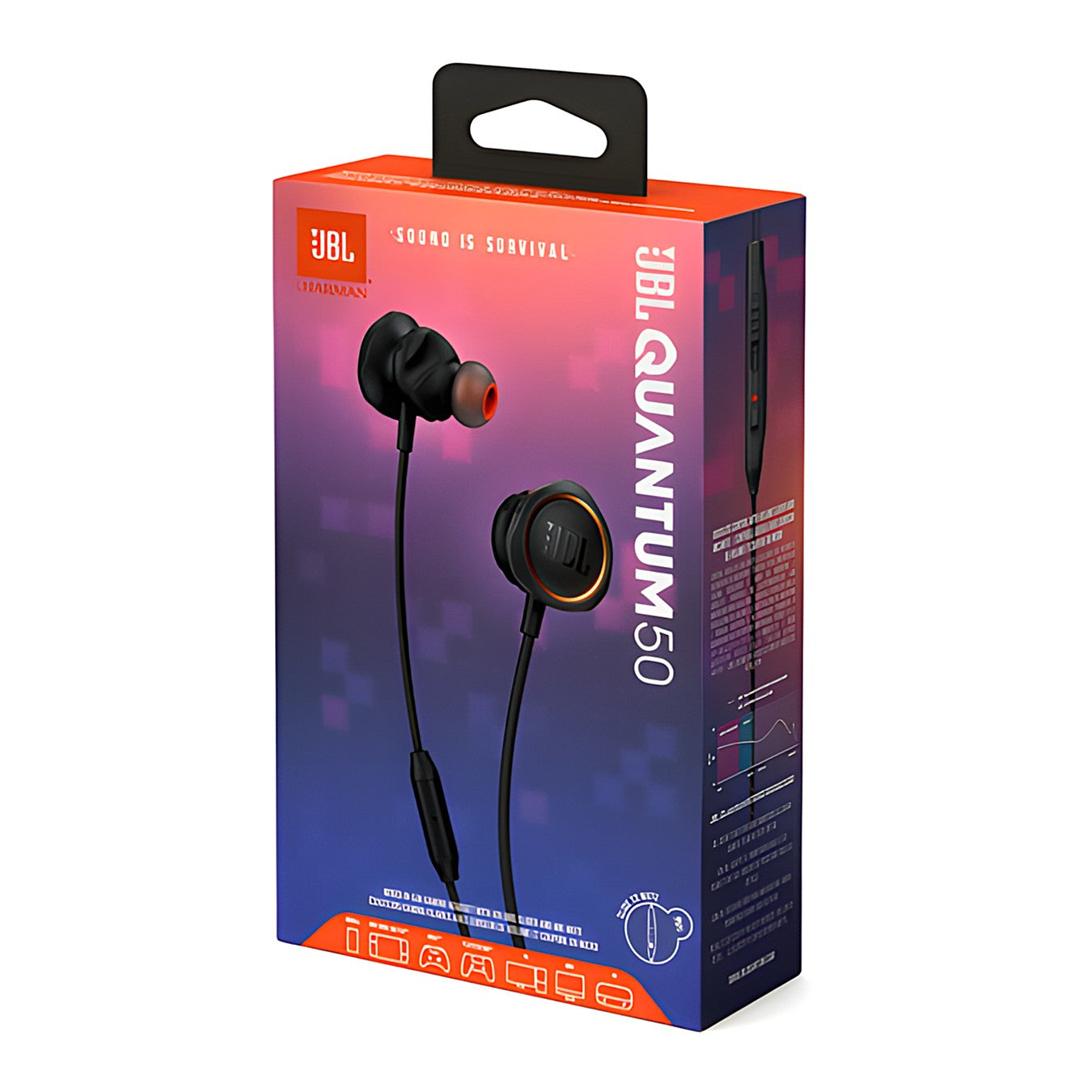 Audífonos Gamer In-Ear JBL Quantum 50 QuantumSOUND Micrófono Orientado Voz Slider Volumen 3.5mm - Negro