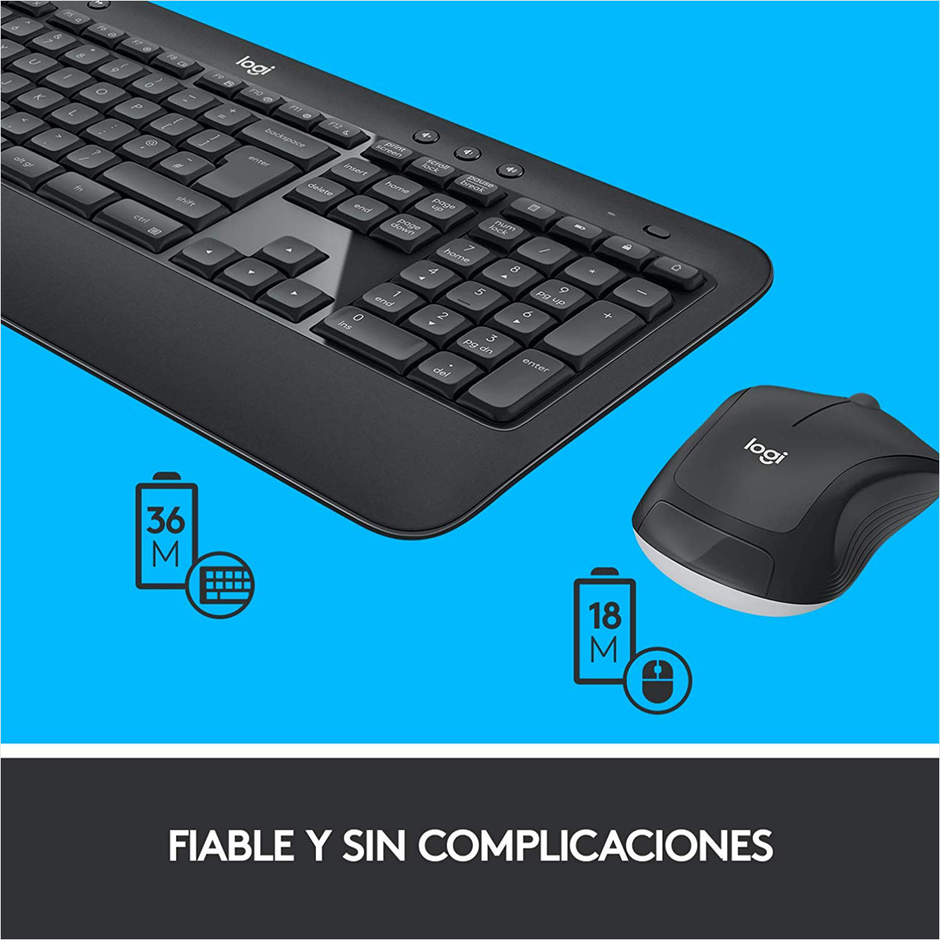 Combo Inalámbrico Logitech MK540 Advanced, Teclado con Reposamanos y Mouse Contorneado